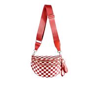 Spacious Checkered Nylon Crossbody Bag Bum Bag Checkered Handbags Wallets for Women, Red Checkered, M