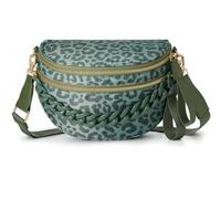 Spacious Checkered Nylon Crossbody Bag Bum Bag Checkered Handbags Wallets with Personalized Chain for Women, Chain - Pea Green Leopard, 5.3 liters, Stylish