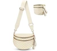 Spacious Crossbody Bag Bum Bag for Women, Dot Print Checkered Purse Nylon Fanny Pack Belt Bag, Beige Bum Bag, One Size, Bum Bag