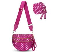 Spacious Crossbody Bag Bum Bag for Women, Dot Print Checkered Purse Nylon Fanny Pack Belt Bag, Hot Pink, One Size