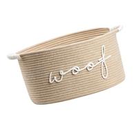 Spacious Dog Toy Storage Box Featuring Breathable Fabric and Reinforced Handles Multi Purpose Pet Holder Basket Woven from Cord Showcasing Dog Theme Design