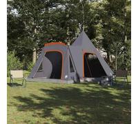 Spacious Family Teepee Tent, Grey Orange, 545 x 450 x 295 cm, 185T Polyester PU-Coated, Waterproof, UV-Resistant, with Carry Bag for Camping Adventure