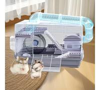 Spacious Hamster cage Guinea Pig Cage & Rabbit Cage Pet CageHamster Cage Hamster House,Rat CageHamster Home Small Animal CageStarter Kit Habitat forPet Gerbils, Fun & Interactive Cage(Tea white gray 2