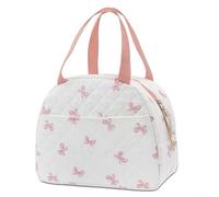 Spacious Insulated Cotton Lunch Bag with Portable Handle, Designed for Keeping Lunch Fresh, Suitable for Busy For Workdays and Travel Needs (korean bow)