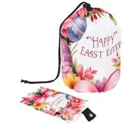 Spacious Large Barrel Makeup Bag: Your Ultimate Waterproof Toiletry Organizer!, Pink Happy Easter Wreath