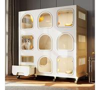 Spacious Large Cat Cage Indoor Enclosure With Litter Box, Sturdy Diy Design, Excellent Breathability, Perfect For Cats And Kittens, Safe Pet Habitat,White-105x46x110cm