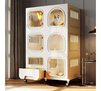 Spacious Large Cat Cage Indoor Enclosure With Litter Box, Sturdy Diy Design, Excellent Breathability, Perfect For Cats And Kittens, Safe Pet Habitat,White-71x46x110cm