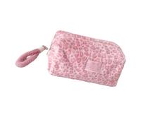 Spacious Leopards Print Travel Cosmetic Bag with Comfortable Handles Plush Soft Makeup Organizers for Daily Skincare Storage Stylish Leopard Makeup Pouch