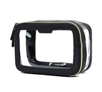 Spacious Makeup Bag Clear Cosmetic Transparent Zipper Closure Waterproof Visible Portable Square Shape Large Capacity Outdoor Business Trip Toiletry Black
