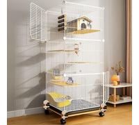 Spacious Multi-Level Small Animal Habitat with Smooth-Rolling Wheel for Rats, Ferrets, Chinchillas, Guinea Pigs, and Hamsters