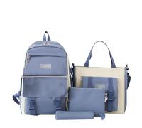 Spacious Multifunctional Student Backpack For Academic Life And Outdoor Adventures With Complete Four Piece Set Included (Blue, One Size)