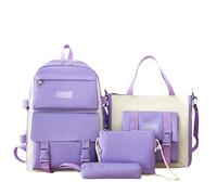 Spacious Multifunctional Student Backpack For Academic Life And Outdoor Adventures With Complete Four Piece Set Included (Purple, One Size)