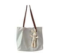 Spacious Nylon Shoulder Bag for Women with Multiple Compartments and Comfortable Handle Solid Color Handbag Shopper Bag