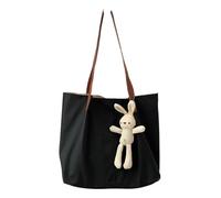 Spacious Nylon Shoulder Bag for Women with Multiple Compartments and Comfortable Handle Solid Color Handbag Shopper Bag
