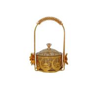 Spacious Party Tray for Holiday Snacks and Sweets Secure Footed Container Large Capacity Display Tray Eid Serving Tray Gold Plated Tray Dessert Tray Party Serving Platter Arabesque Pattern Candy Tray