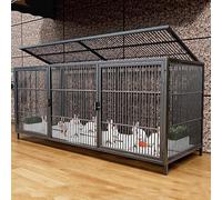 Spacious Rabbit Hutch With Reinforced Square Tube Frame, Large Skylight, Automatic Locking Front Door & 2cm Gap, Chicken Coop Playpen For Small Animals And Poultry(Black,147 * 50 * 60cm)