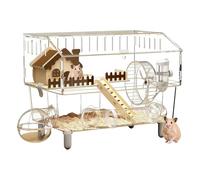 Spacious rodentes LIVING QUARTERSE - Animal Clear House, Transparent Small Habitat, Ventilated Panoramic View plastices Enclosure | Deluxe Multi Level Climbing Pet Residence for Hamster for Dwarf
