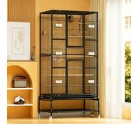 Spacious Rolling Metal Bird Cage with Stand & Removable Tray for Cockatoo, Parakeet, Finch, Small Birds - Wheeled Aviary, Easy Mobility & Cleaning