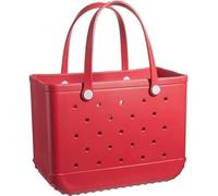 Spacious Rubber Tote Bag,Unisex Large Waterproof Beach Bags, Lightweight, Washable, Durable - All Purpose EVA Beach Handbag (Red)