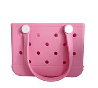 Spacious Rubber Tote Bag,Unisex Large Waterproof Beach Bags, Lightweight, Washable, Durable - All Purpose EVA Beach Handbag (Pink)