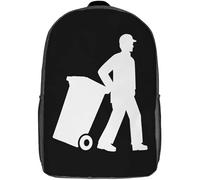 Spacious School Backpack Trashcan Collection Garbage Man Daypack Personality Rucksack for Camping, Hiking, Work, 42X32X14Cm