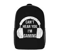 Spacious School Bags Gaming Can't Hear Backpack Large Capacity Rucksack for Hiking, Camping, Work, 42X32X14Cm