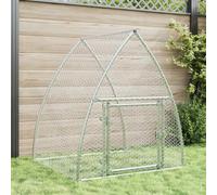 Spacious Silver Galvanised Steel Rabbit Hutch, 105x100x120 cm Outdoor Small Animal Cage with Secure Lockable Door, Ventilated Pet Enclosure for Rabbits, Chickens, Ducks