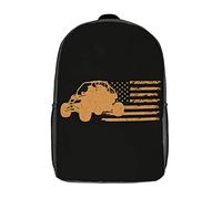 Spacious Sports Bag Four Wheeler Mudding American Flag Distressed Students Bookbag Personality Knapsack for Travel, Work, Camping, 42X32X14Cm