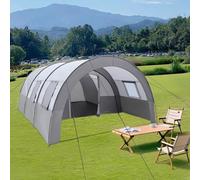 Spacious Tunnel Tent for 6 People, Waterproof Family Camping Tent with UV Protection & Carrying Bag for Camping Hiking Outdoor, 350x480x206cm, Grey