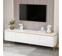 Spacious TV Stand with 4-Door Storage, Functional TV Cabinet for Modern and Italian Minimalist Living Rooms, 170L x 38W x 50H cm, White Aosom UK