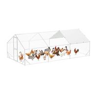 Spacious Walk in Chicken Coop with Waterproof Cover Heavy Duty Galvanized Steel Large Poultry Run Cage for Outdoor Garden Backyard Farm Use Easy Assembly Secure Double Door Design