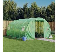 Spacious Walk-In Greenhouse, 12 m² White PE Cover, 4x3x2m Galvanized Steel Frame, UV Resistant Plant Grow with Roll-Up Door & 4 Mesh Windows for Outdoor Garden Kit Use
