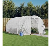 Spacious Walk-In Greenhouse, 12 m² White PE Cover, 4x3x2m Galvanized Steel Frame, UV Resistant Plant Grow with Roll-Up Door & 4 Mesh Windows for Outdoor Garden Kit Use