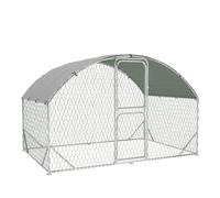 Spacious Walk-in Metal Poultry Coop with Run, Heavy-Duty Galvanised Steel Frame, Double Lockable Doors, Waterproof Cover, Dome Roof Design for Backyard Farm Chicken Duck Rabbit Housing