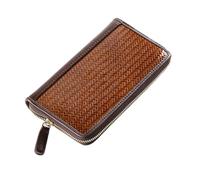 Spacious Woven Rattan Handbag PU Leather Coin Purse Lightweight Card Holder Practical Long Wallet for Modern Women Coin Purse, A, Mass Beauty