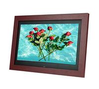 Spacmirrors 10.5 Inch Wooden Digital Photo Frame, 1280 * 720 High Resolution LED HD Display Background Music/Video/Picture/Calendar/Clock, with Remote Control (Dark Red 10.5")