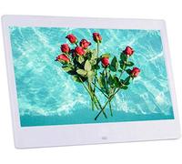 Spacmirrors 10" Digital Photo Frame, 1024x600 HD IPS Screen Digital Picture Frame, Picture Video Auto Rotate Calendar Clock Auto On Off Timer, SD Card and USB, with Remote Control (White 10.1")