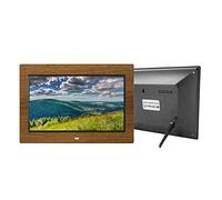 Spacmirrors 10 Inch LED LCD Digital Photo Frame, 1024x600 Full HD 16:9 IPS Display - Wooden Electronic Advertising Machine - Music/Video/Picture Player (Black 10")