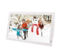 Spacmirrors 19 inch Digital Photo Frame 16:9 Advertising Media Player Picture Frame with High Resolution LED Screen & Remote Control and Timer switch rolling caption,White