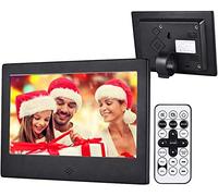 Spacmirrors 7 Inch Digital Photo Frame 1024x600 High Resolution Display MP3 Video Player Calendar Alarm Clock with remote controller Support USB SD Card Gift for Your Christmas (Black)