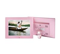 Spacmirrors 8 Inch HD Metal Frame Digital Photo Frame Photo Album HD Display Photo/Music/Video Player Calendar Alarm Auto On/Off Timer Remote Control (Pink)