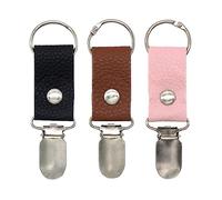 Spacmirrors CAREOR Hat Clips PU Leather Cap Fastener Mini Portable Duckbill Hat Holder Outdoor Travel Accessory for Handbag Backpack Luggage, 3Pcs (Black+Brown+Pink)