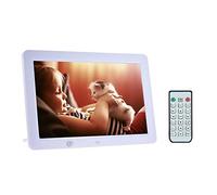 Spacmirrors Digital Photo Frame 12 Inch 1280 * 800 High Resolution Display HD LED Screen with Calendar,Alarm Clock, MP3,Photo,Video Player with Remote Control Gift Present for Family Friends (White)