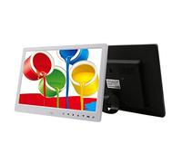 Spacmirrors Digital Photo Frame 15 Inch, Electronic Picture Frame, Display Photos via USB Drive or SD Card, with Remote Control, Video Music Photos Support, Timing Power On/Off (White)