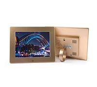 Spacmirrors Digital Photo Frame 8 Inch Metal IPS Screen Digital Picture Frame 1280X800 Support Video, Music, Picture Multi-mode Playback, Calendar, Clock, Remote Control (Gold)
