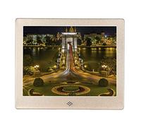 Spacmirrors Digital Photo Frame Ultra-Thin 8-Inch Hd Digital Metal Led Electronic Photo Album Advertising Machine Multimedia Video Player Calendar Alarm Clock with Remote Control Bracket/Rose Gold (G