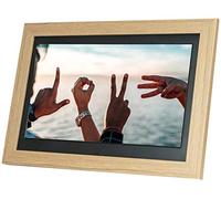 Spacmirrors Digital Picture Frame, 10.5 Inch Wooden Digital Photo Frame, 1280 * 720 High Resolution LED HD Display Background Music Video Picture Calendar Clock, with Remote Control (Wooden 10.5")