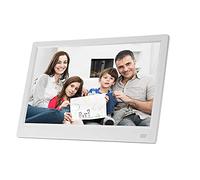 Spacmirrors Digital Picture Frame, 15.6Inch 1920X1080 Digital Photo Frame Album, Support Alarm Clock/Timing Switch/Calendar/Music Player, Multi-Functional Electronic Album, With Remote Control (White
