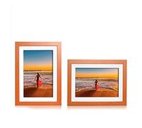 Spacmirrors Digital Picture Frames 10 Inch Imitation Wood Smart Cloud Wifi Digital Photo Frame Touch Display Advertising Machine Electronic Photo Album photo frame digital (Yellow Imitation Wood Fra