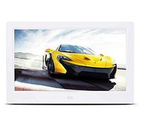 Spacmirrors Digital Picture Frames Narrow Edge Lithium Battery Ultra- clear 10 Inch Digital Photo Frame Electronic Album Advertising Player photo frame digital (White 10 inch+16SD card)